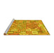 Sideview of Machine Washable Southwestern Yellow Country Rug, wshcon2226yw