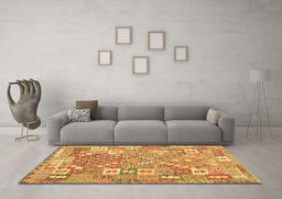 Machine Washable Southwestern Brown Country Rug in a Living Room,, wshcon2226brn