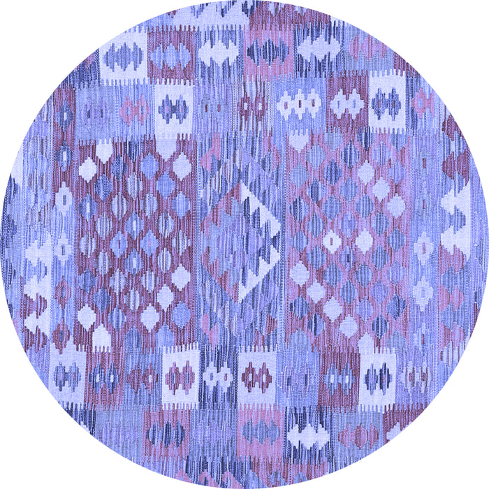 Round Machine Washable Southwestern Blue Country Rug, wshcon2226blu
