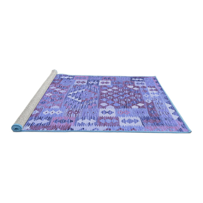 Sideview of Machine Washable Southwestern Blue Country Rug, wshcon2226blu