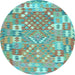 Round Southwestern Light Blue Country Rug, con2226lblu