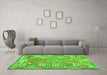 Machine Washable Southwestern Green Country Area Rugs in a Living Room,, wshcon2226grn