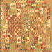 Square Machine Washable Southwestern Brown Country Rug, wshcon2226brn