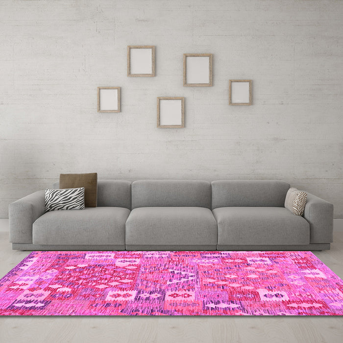 Machine Washable Southwestern Pink Country Rug in a Living Room, wshcon2226pnk