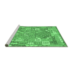 Sideview of Machine Washable Southwestern Emerald Green Country Area Rugs, wshcon2226emgrn