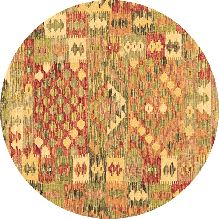 Round Machine Washable Southwestern Brown Country Rug, wshcon2226brn