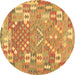 Round Southwestern Brown Country Rug, con2226brn