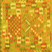 Square Machine Washable Southwestern Yellow Country Rug, wshcon2226yw