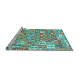 Sideview of Machine Washable Southwestern Light Blue Country Rug, wshcon2226lblu