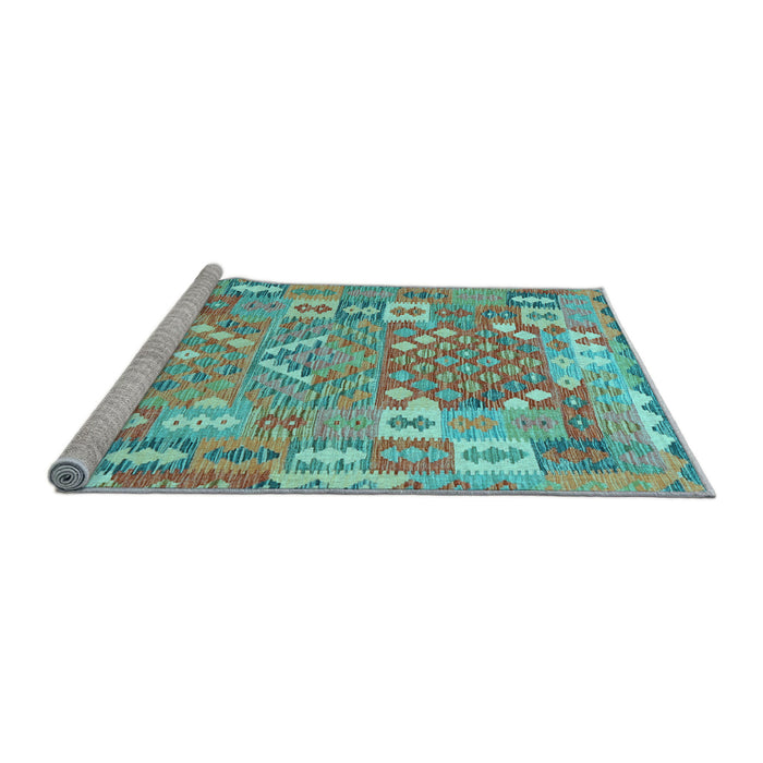 Sideview of Machine Washable Southwestern Light Blue Country Rug, wshcon2226lblu