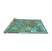 Sideview of Machine Washable Southwestern Light Blue Country Rug, wshcon2226lblu