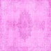 Square Machine Washable Abstract Pink Contemporary Rug, wshcon2227pnk