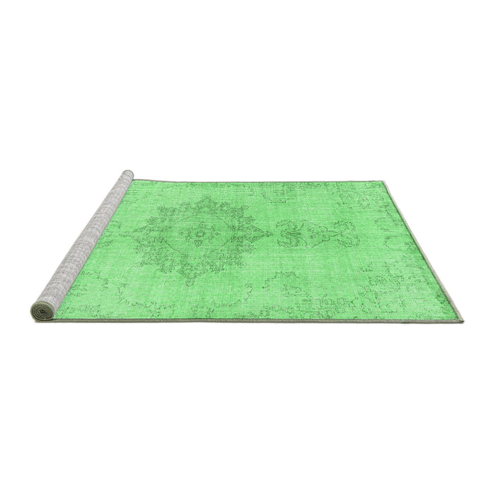 Sideview of Machine Washable Abstract Emerald Green Contemporary Area Rugs, wshcon2227emgrn