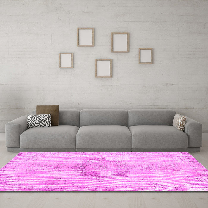 Machine Washable Abstract Pink Contemporary Rug in a Living Room, wshcon2227pnk
