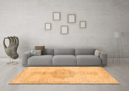 Machine Washable Abstract Orange Contemporary Area Rugs in a Living Room, wshcon2227org