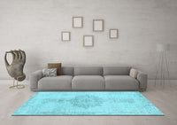 Machine Washable Abstract Light Blue Contemporary Rug, wshcon2227lblu