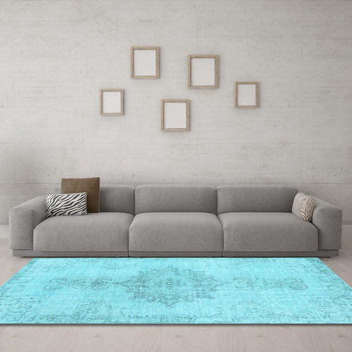 Machine Washable Abstract Light Blue Contemporary Rug in a Living Room, wshcon2227lblu