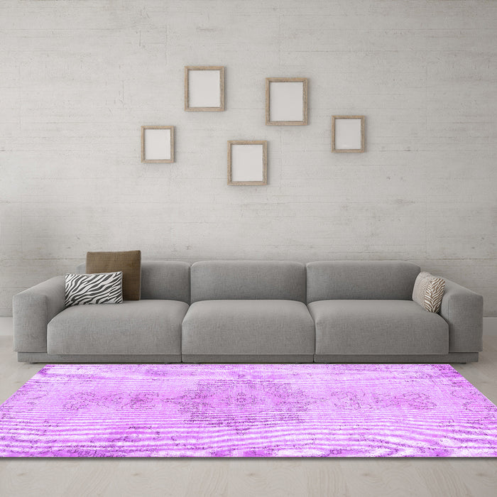 Machine Washable Abstract Purple Contemporary Area Rugs in a Living Room, wshcon2227pur