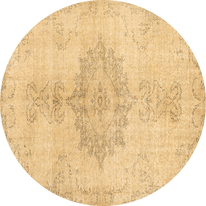 Round Abstract Brown Contemporary Rug, con2227brn