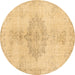 Round Abstract Brown Contemporary Rug, con2227brn