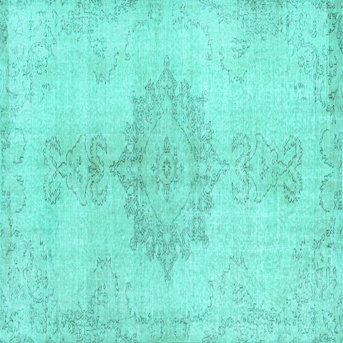 Square Machine Washable Abstract Turquoise Contemporary Area Rugs, wshcon2227turq