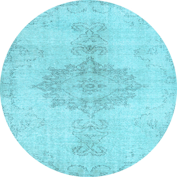Round Abstract Light Blue Contemporary Rug, con2227lblu