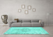 Machine Washable Abstract Turquoise Contemporary Area Rugs in a Living Room,, wshcon2227turq