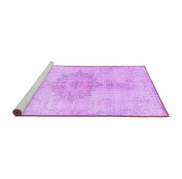 Sideview of Machine Washable Abstract Purple Contemporary Area Rugs, wshcon2227pur