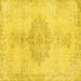 Square Machine Washable Abstract Yellow Contemporary Rug, wshcon2227yw