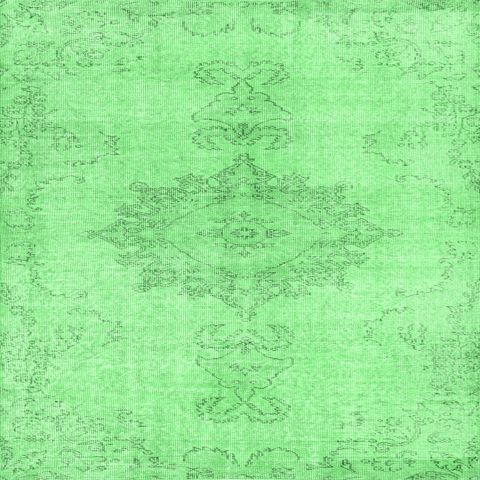 Square Machine Washable Abstract Emerald Green Contemporary Area Rugs, wshcon2227emgrn