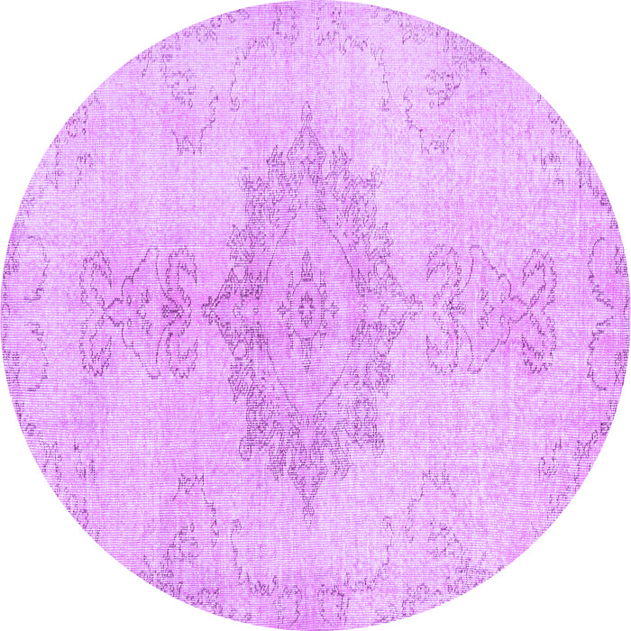Round Abstract Purple Contemporary Rug, con2227pur