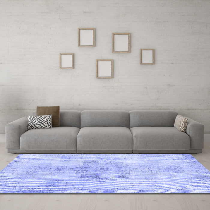 Machine Washable Abstract Blue Contemporary Rug in a Living Room, wshcon2227blu