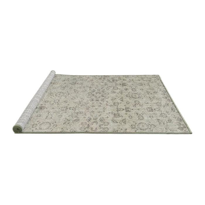 Serging Thickness of Machine Washable Contemporary Green Rug, wshcon2228