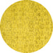 Round Abstract Yellow Contemporary Rug, con2228yw