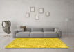 Machine Washable Abstract Yellow Contemporary Rug in a Living Room, wshcon2228yw