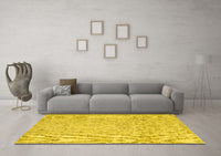 Machine Washable Abstract Yellow Contemporary Rug, wshcon2228yw