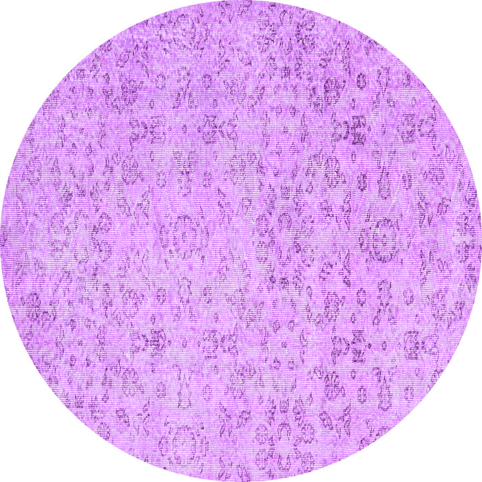 Round Machine Washable Abstract Purple Contemporary Area Rugs, wshcon2228pur