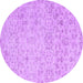 Round Machine Washable Abstract Purple Contemporary Area Rugs, wshcon2228pur