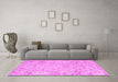 Machine Washable Abstract Pink Contemporary Rug in a Living Room, wshcon2228pnk