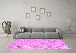 Machine Washable Abstract Pink Contemporary Rug in a Living Room, wshcon2228pnk