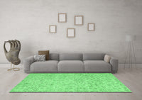 Machine Washable Abstract Emerald Green Contemporary Rug, wshcon2228emgrn