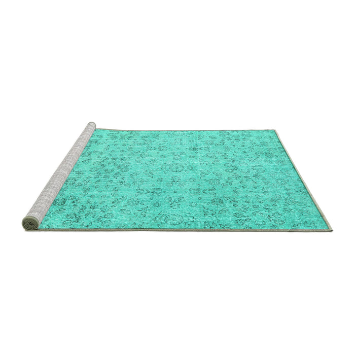 Sideview of Machine Washable Abstract Turquoise Contemporary Area Rugs, wshcon2228turq