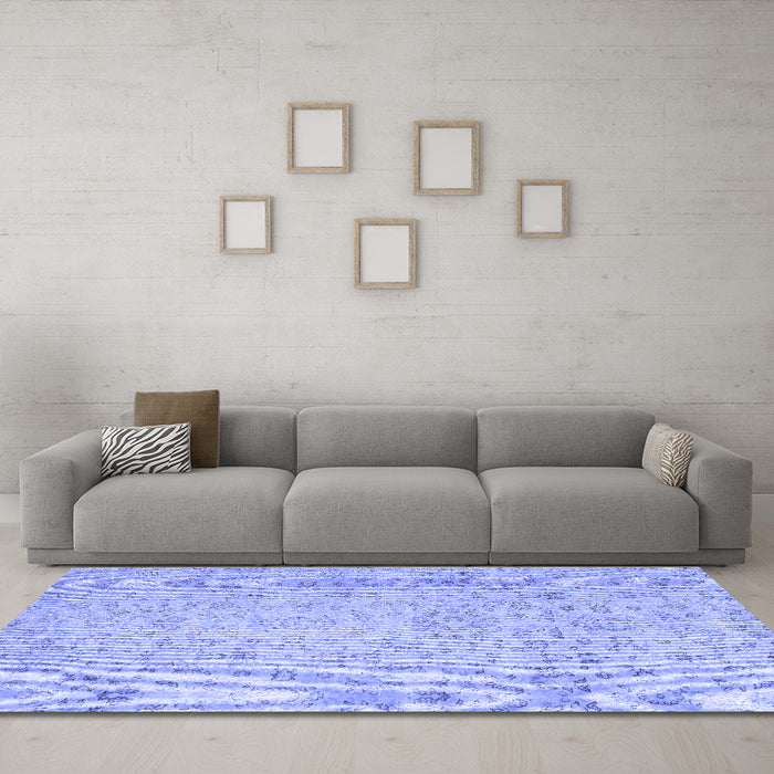 Machine Washable Abstract Blue Contemporary Rug in a Living Room, wshcon2228blu