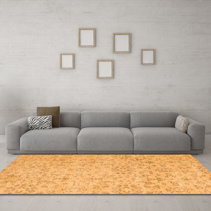 Machine Washable Abstract Orange Contemporary Area Rugs in a Living Room, wshcon2228org