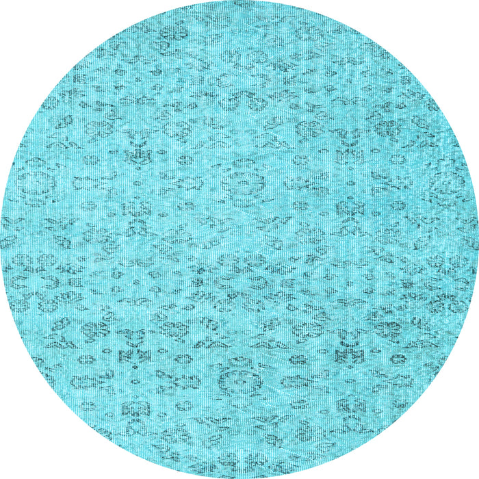 Round Abstract Light Blue Contemporary Rug, con2228lblu