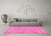 Machine Washable Abstract Pink Contemporary Rug in a Living Room, wshcon2229pnk