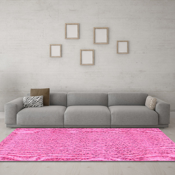 Machine Washable Abstract Pink Contemporary Rug in a Living Room, wshcon2229pnk