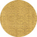 Round Abstract Brown Contemporary Rug, con2229brn