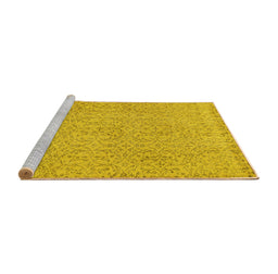 Sideview of Machine Washable Abstract Yellow Contemporary Rug, wshcon2229yw