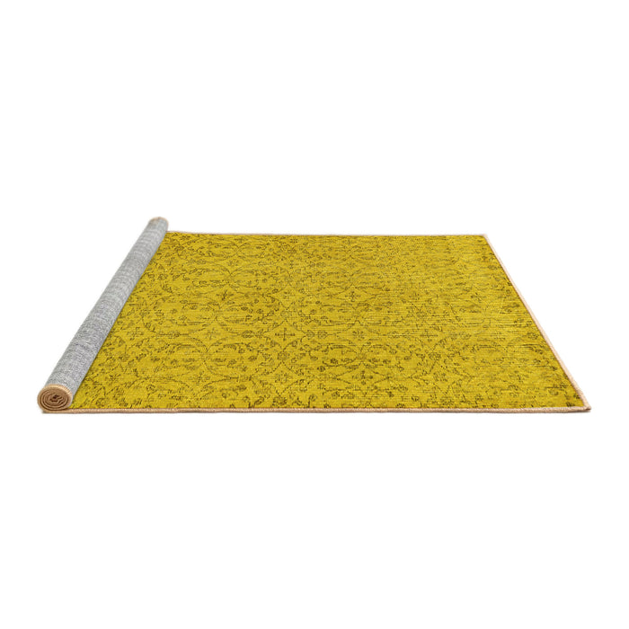 Sideview of Machine Washable Abstract Yellow Contemporary Rug, wshcon2229yw